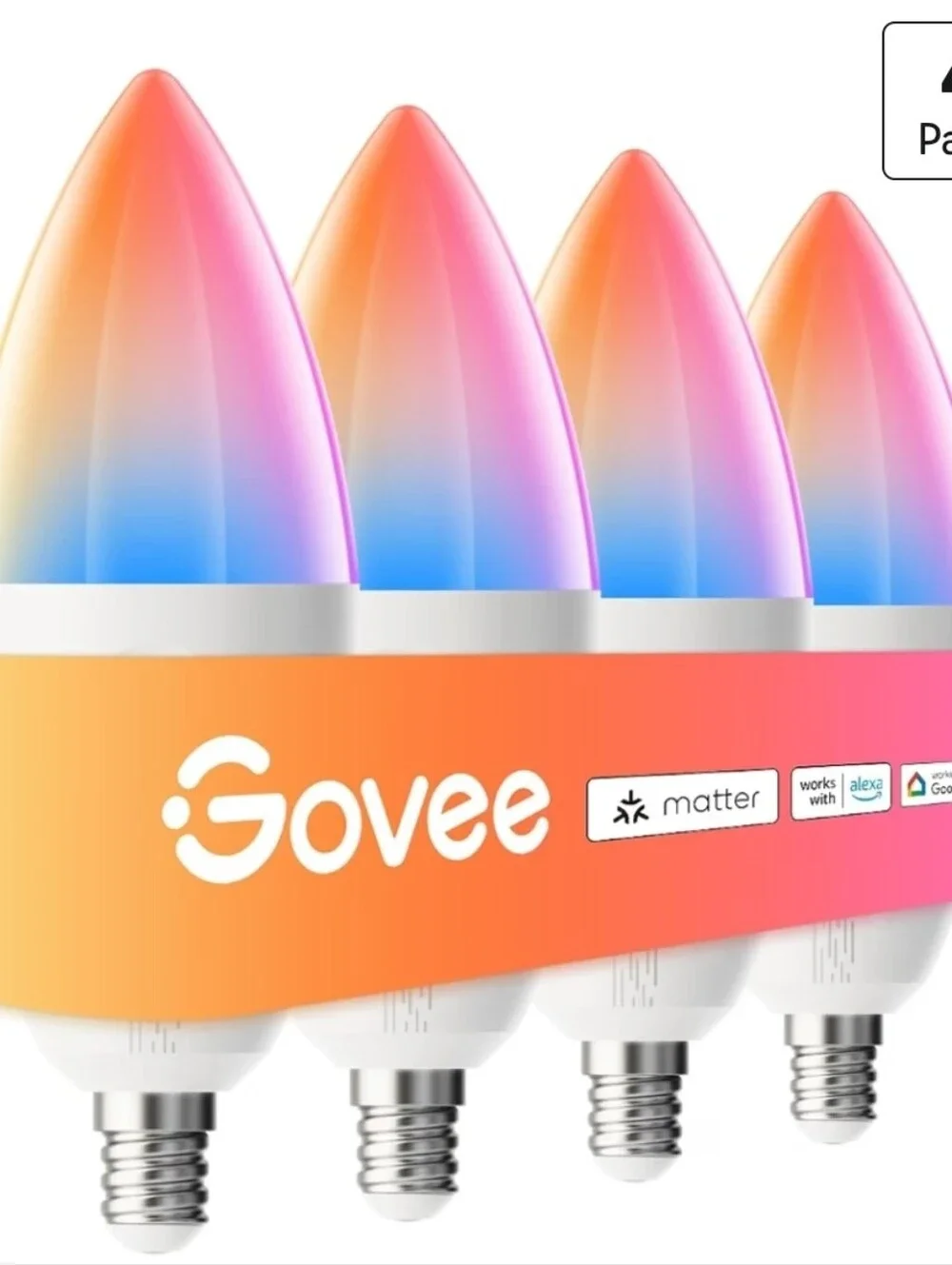 Govee E12 Led Bulb, Color Changing Candelabra Bulbs 450 LM, 80 CRI, 4 Pack